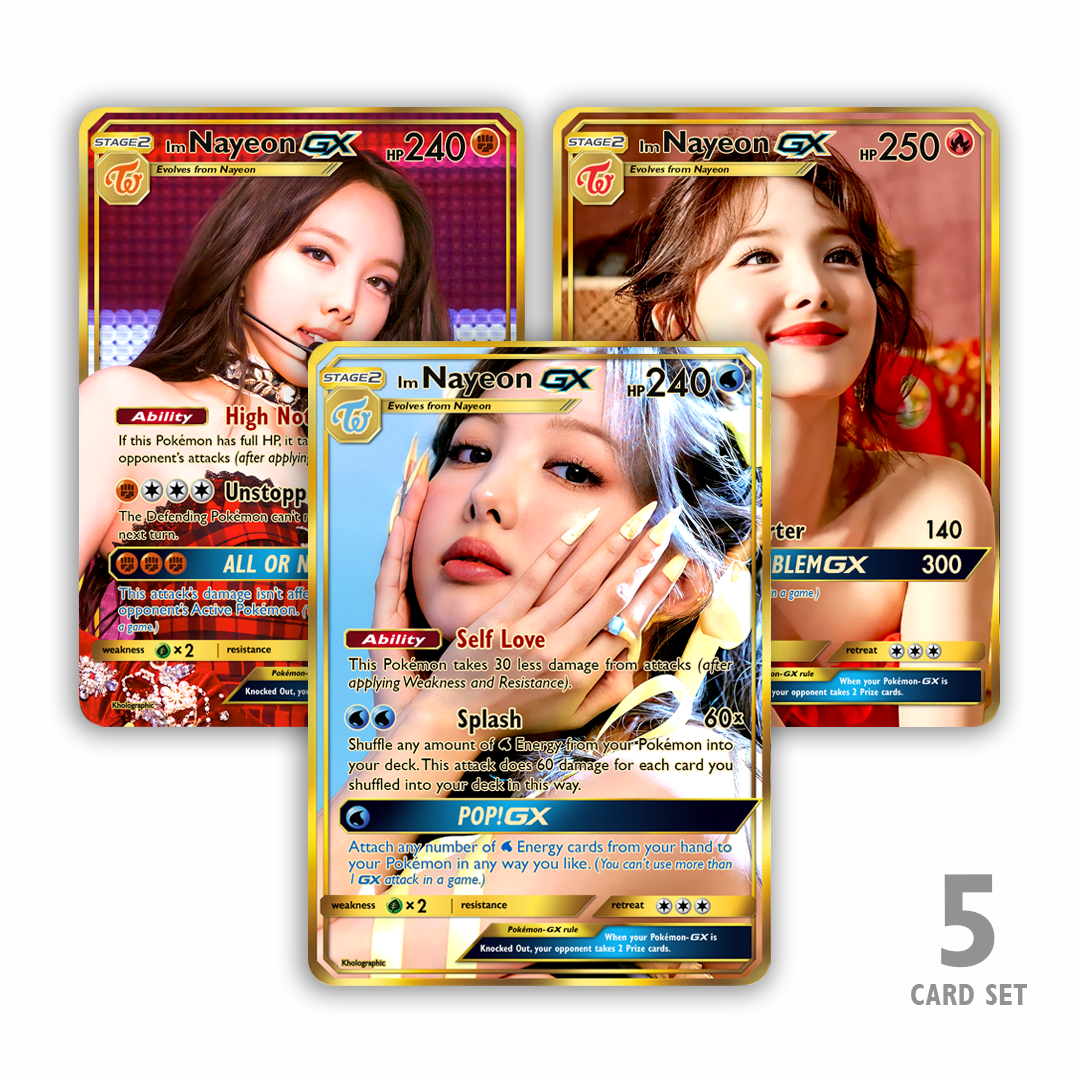 gold holo pokemon cards Twice Nayeon GX Gold Holographic Cards – Kholographic