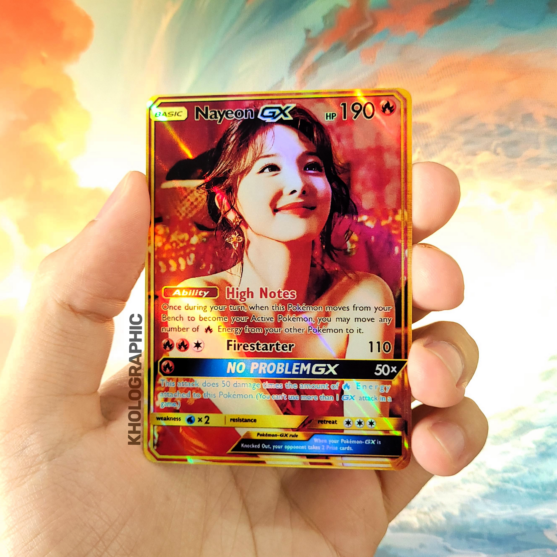 gold holographic pokemon cards Twice Nayeon GX Gold Holographic Cards – Kholographic